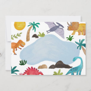 DIY Blank Painted Dinos Kids Birthday Party Invitation