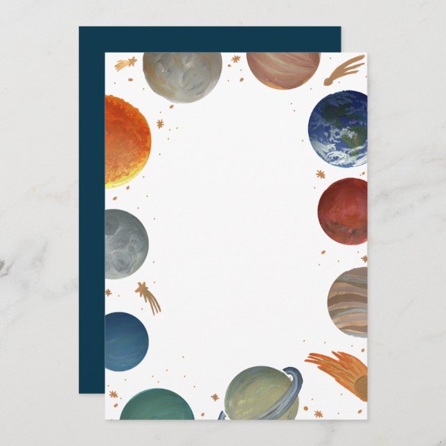 DIY Blank Painted Planets  Invitation (Front/Back)