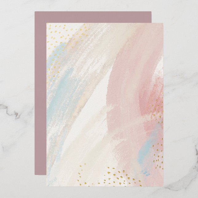 DIY Blank Watercolor & Gold Foil Party Invitation (Front/Back)