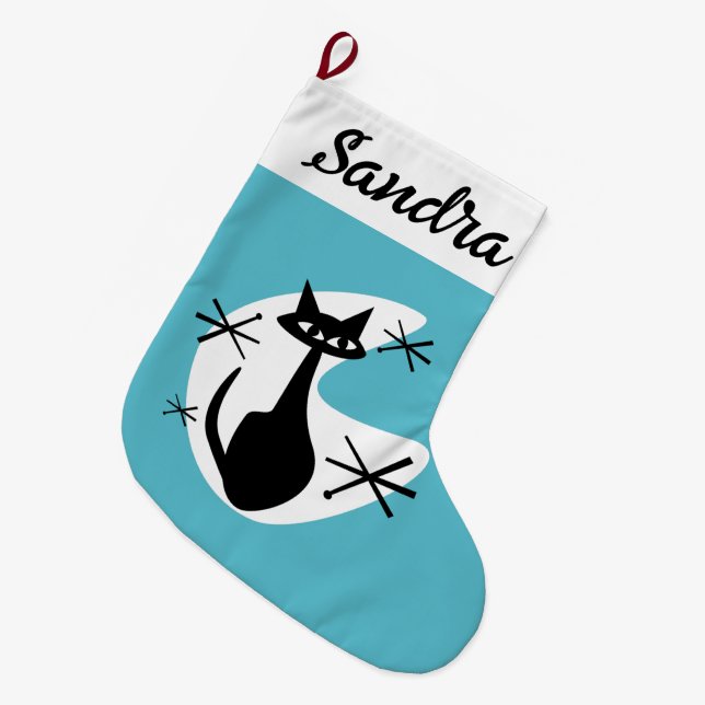 DIY Christmas Stocking - Atomic Age Cat Starburst  (Front (Hanging))
