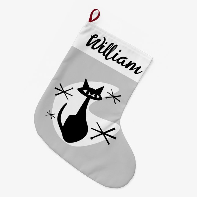DIY Christmas Stocking - Atomic Age Cat Starburst  (Front (Hanging))