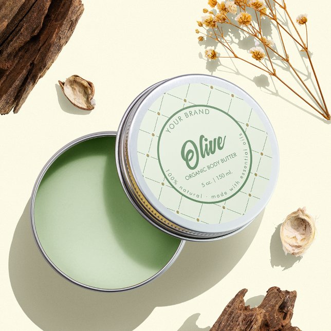 DIY Circle Cosmetic Jar Label in Retro Green (Creator Uploaded)