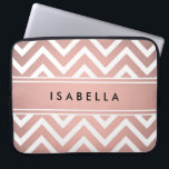 DIY Colors Chevron Pattern Monogrammed Name Pink Laptop Sleeve<br><div class="desc">Protect your laptop in style with a chic modern sleeve.  Design features a pretty pink faux rose gold foil chevron zig-zag pattern and stripe,  and your name  or other customized text in a simple black typography font. This elegant and trendy computer case makes a stylish gift for her.</div>