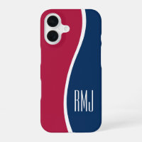 DIY Colors Modern Monogrammed Curve Red White Blue