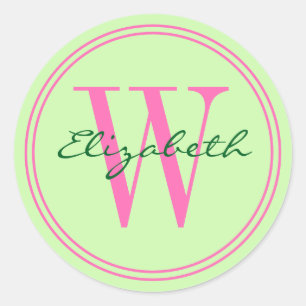 DIY Colors Name Monogram Envelope Seal Celery Pink