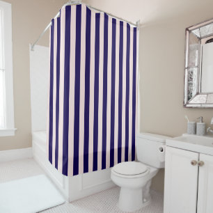DIY Colors Vertical Stripe NL #0 Dark Blue Lt Pink Shower Curtain