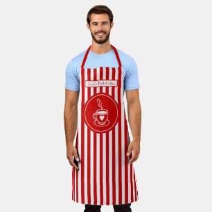 DIY Colors Vertical Stripe Red White Coffee Brewer Apron