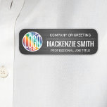 DIY Colour Brushed Black Printed Plastic Employee Name Tag<br><div class="desc">**Please note that the background is printed to look metallic, but the product is not made of metal and is not engraved.** Represent your business in style by supplying staff with modern and professional custom logo rectangular plastic name tags, available with your choice of pin or magnetic backing. Colours, fonts...</div>