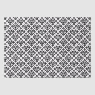 DIY Colour Floral Damask #3 on White BG Black Tissue Paper