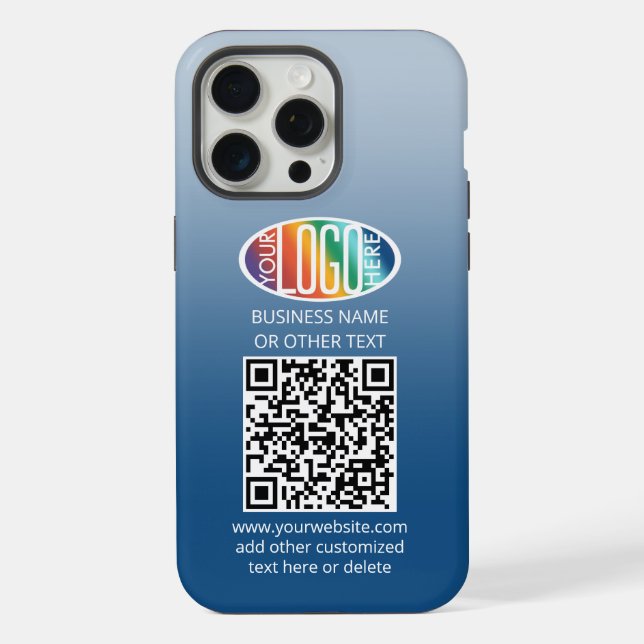 DIY Colour Gradient • Business Logo & QR Code iPhone Case (Back)