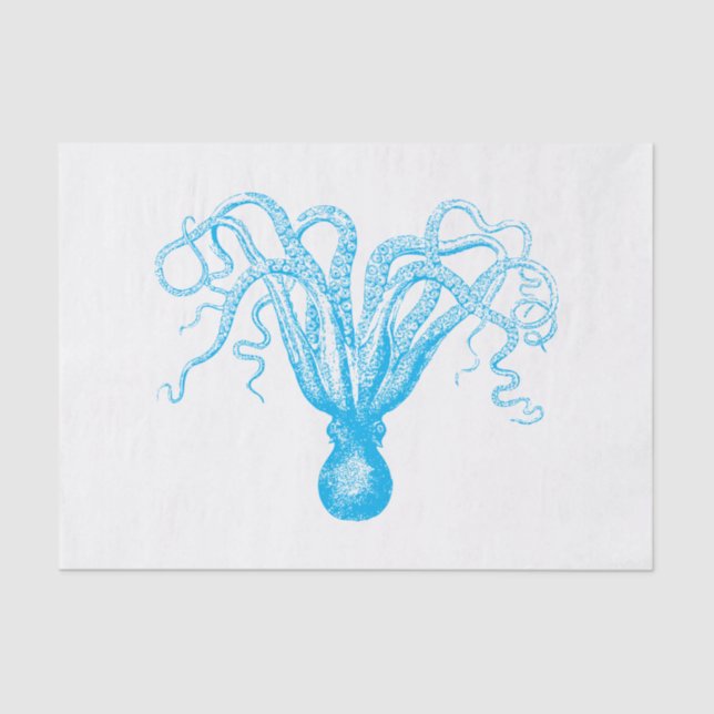 DIY Colour Vintage Stylised Octopus Drawing #8 Tissue Paper (Front)