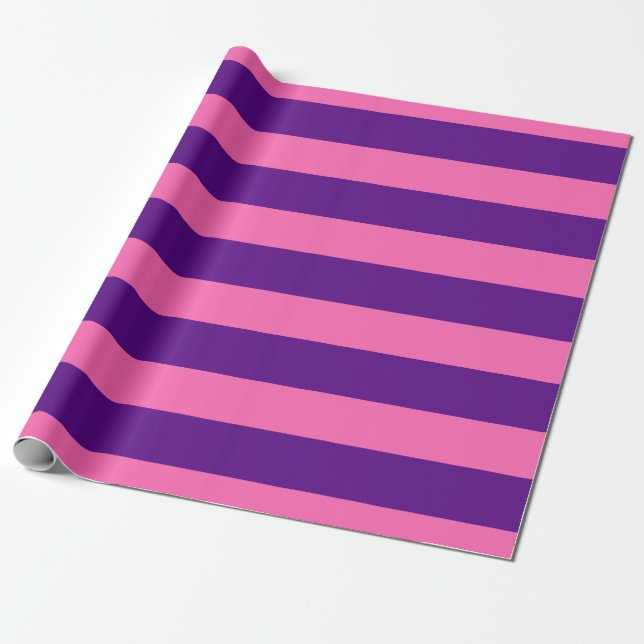 DIY Colour XL Preppy Stripe Purple Hot Pink Wrapping Paper (Unrolled)