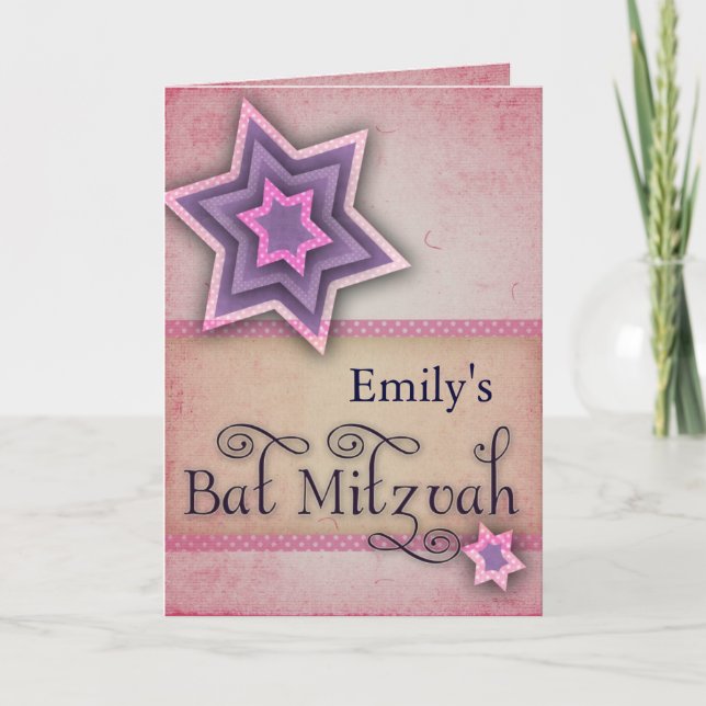 DIY Colourful Bat Mitzvah design Note Card (Front)