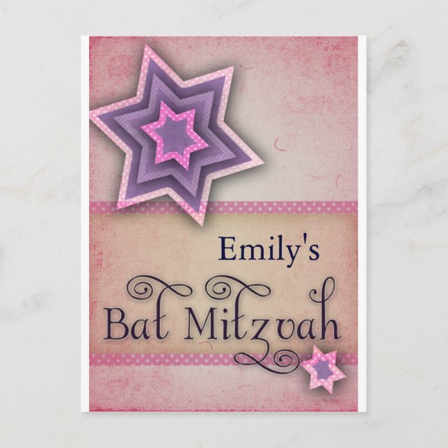 DIY Colourful Bat Mitzvah design Postcard (Front)