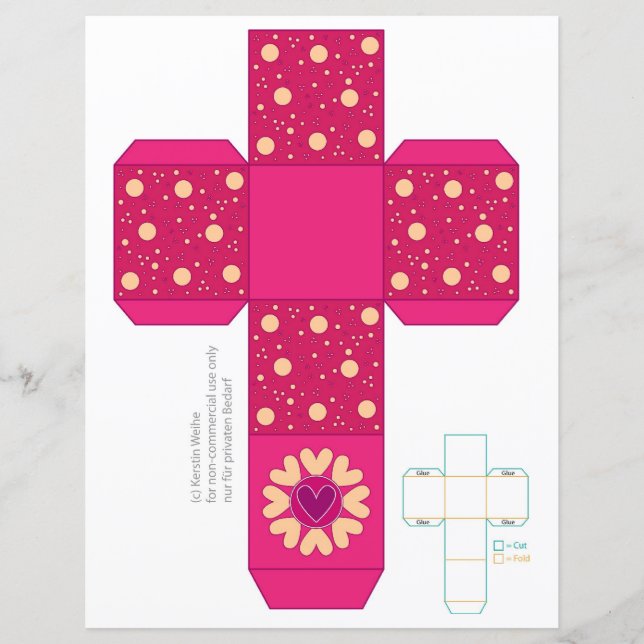 DIY-colourful trendy heart and dot box Template (Front)
