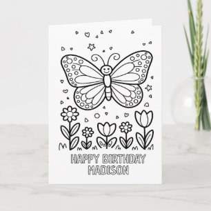DIY colouring folded butterfly birthday card
