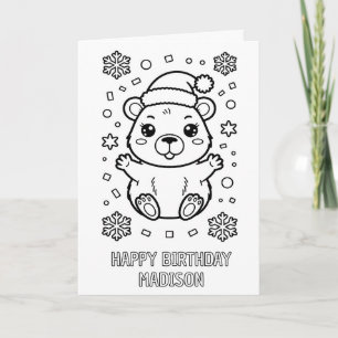 DIY colouring folded christmas capybara birthday Card