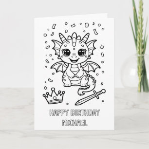 DIY colouring folded dragon birthday card