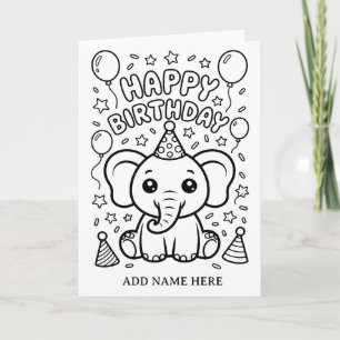 DIY colouring folded elephant birthday card
