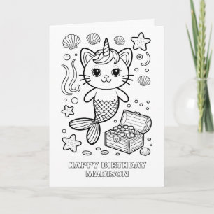 DIY colouring folded mercat birthday card
