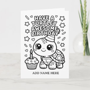 DIY colouring folded turtle birthday card