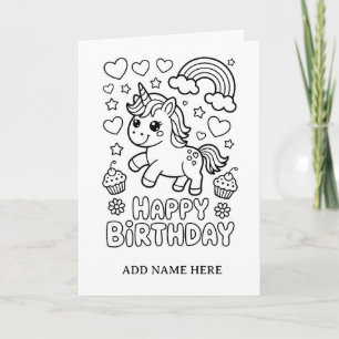 DIY colouring folded unicorn birthday card