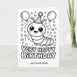 DIY colouring folded worm birthday card