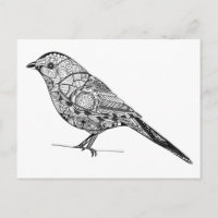 DIY colouring in bird line-art pattern