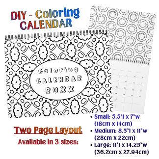 DIY Colouring Pattern custom Outline Art  Calendar
