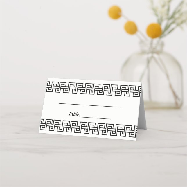 DIY Colours - Black Greek Key Meander Border #5W Place Card (Back)