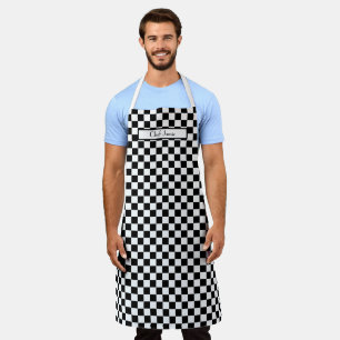 DIY Colours Black White Chequerboard Pattern Apron