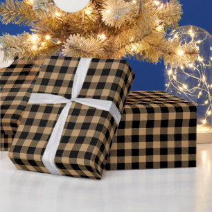 DIY Colours Buffalo Plaid Tartan SM SV Black Camel Wrapping Paper