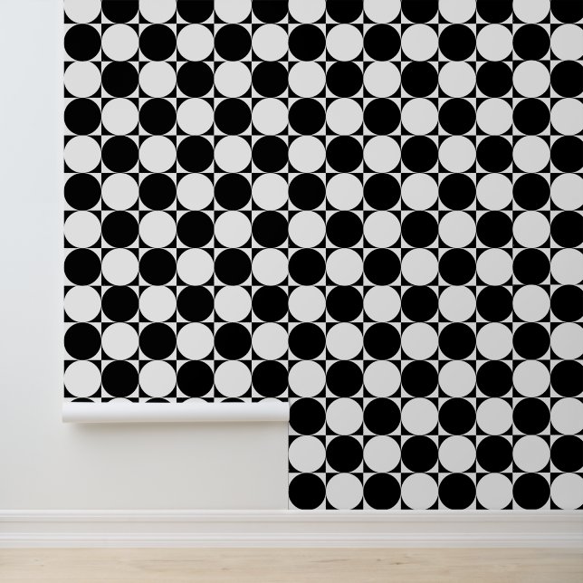 DIY Colours Circle in Square Black White Wallpaper (Application)