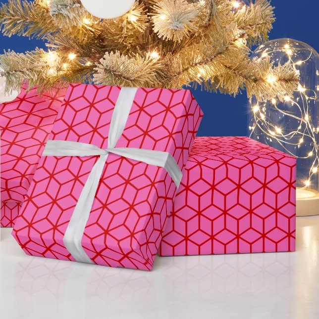 DIY Colours Cubes Large SV Hot Pink Red Wrapping Paper (Holidays)