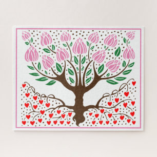DIY Colours Flowering Tree with Heart Roots Jigsaw Puzzle