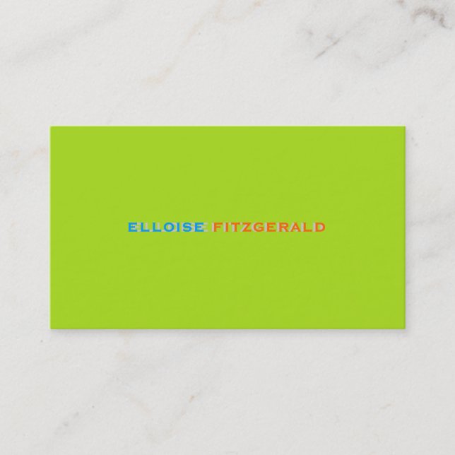 DIY colours+fonts business card/neon lime Business Card (Front)