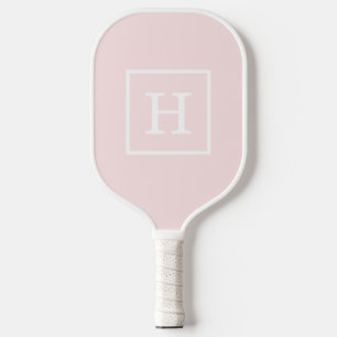 DIY Colours Framed Initial Lt Pink White Pickleball Paddle
