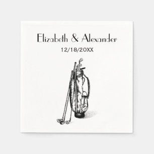 DIY Colours Golf Bag Golf Clubs Blk Couple Wedding Napkin