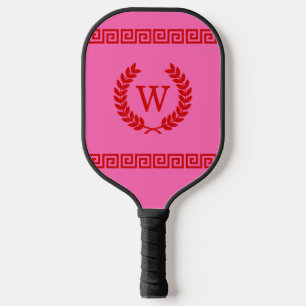 DIY Colours Greek Key S Laurel Monogm Red Hot Pnk  Pickleball Paddle
