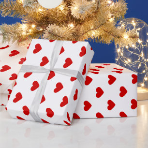 DIY Colours Hearts Pattern Red White Wrapping Paper