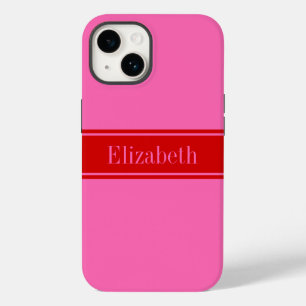 DIY Colours Hot Pink, Red Ribbon Name Monogram S Case-Mate iPhone 14 Case