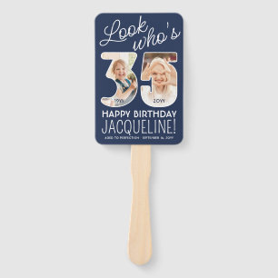 DIY Colours • Look Who's 35 Happy Birthday 4 Photo Hand Fan