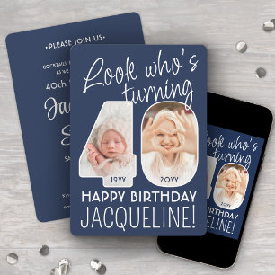 DIY Colours • Look Who's 40 Birthday Party 2 Photo Invitation