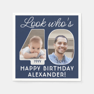DIY Colours • Look Who's 40 Birthday Party 2 Photo Napkin