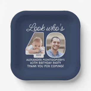 DIY Colours • Look Who's 40 Birthday Party 2 Photo Paper Plate
