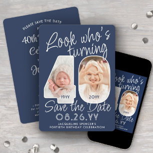 DIY Colours • Look Who's 40 Birthday Party 2 Photo Save The Date