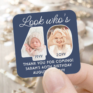 DIY Colours • Look Who's 40 Birthday Party 2 Photo Square Sticker