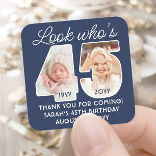 DIY Colours • Look Who's 45 Birthday Party 2 Photo Square Sticker