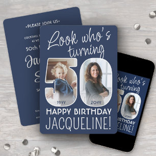 DIY Colours • Look Who's 50 Birthday Party 2 Photo Invitation