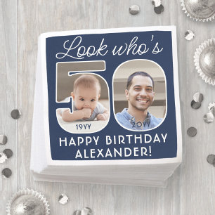 DIY Colours • Look Who's 50 Birthday Party 2 Photo Napkin